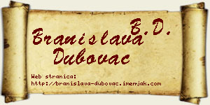 Branislava Dubovac vizit kartica